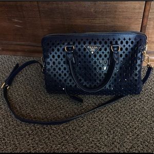 PRADA blue handbag tote purse